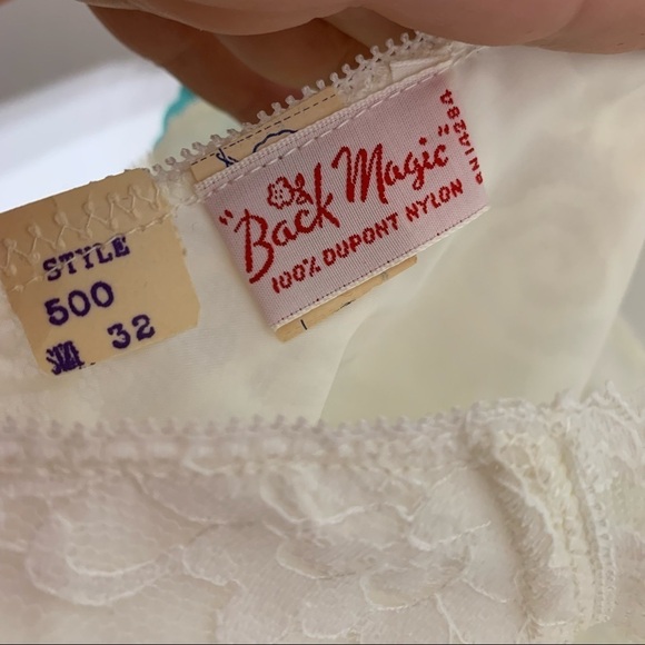 Vintage new with tag lady Lynne stretch lace slip dress ivory 32 medium - Picture 7 of 9